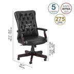 Chaise de bureau à dossier haut Arden Lane avec accoudoirs par