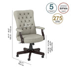 Chaise de bureau à dossier haut Arden Lane avec accoudoirs par
